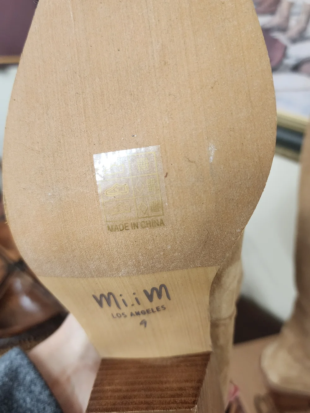 Oasis Society Suede Boots in Tan — Classic Western-Style Heel - Picture 5 of 5